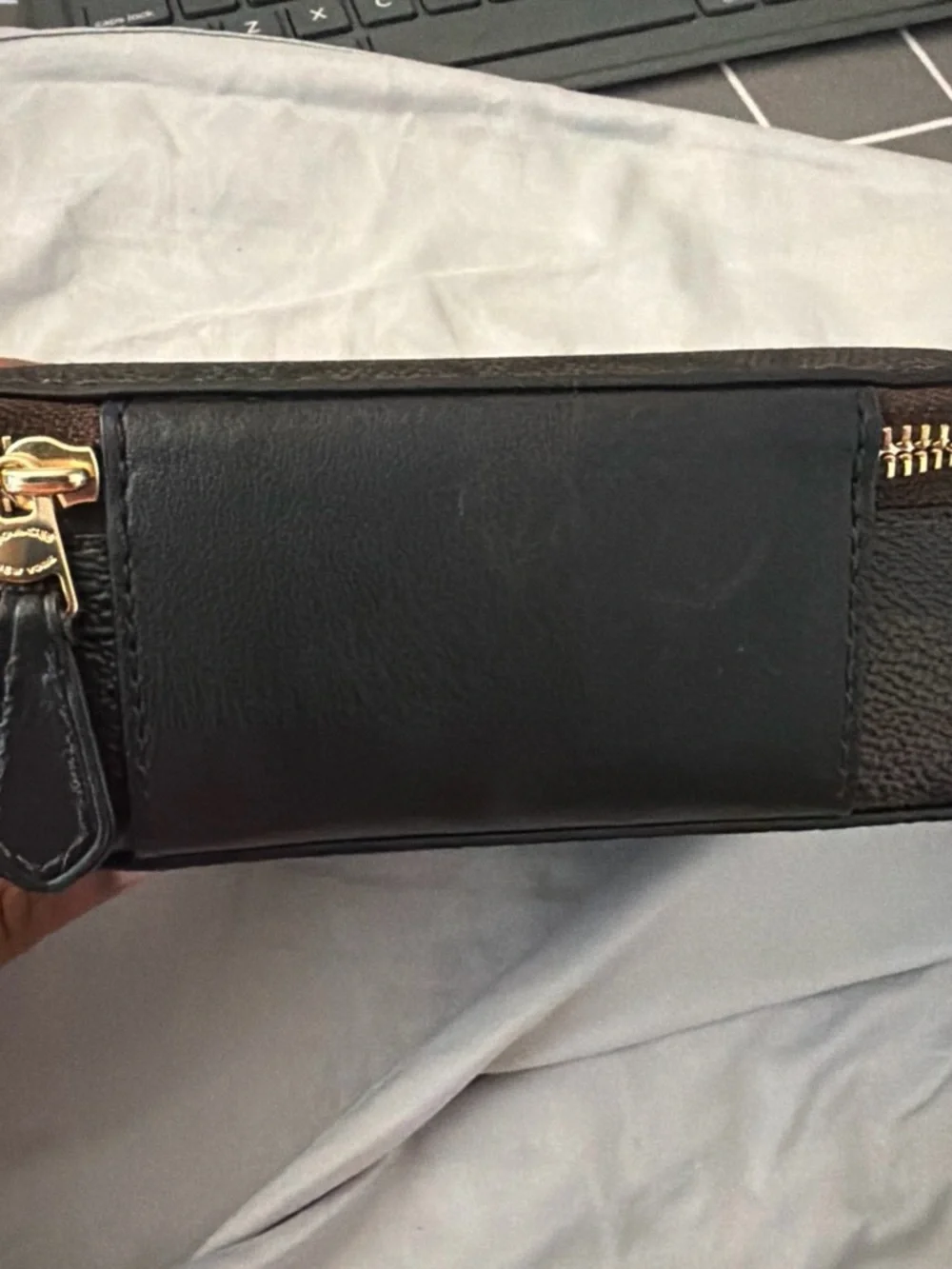 Coach Tan Brown Leather Jewelry Travel Case with Mirror